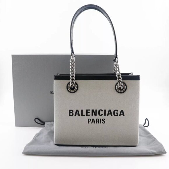 BALENCIAGA Small tote Tote Bag 7599412AAOK9260 logo Light gray Nylon canva... - Picture 1 of 10